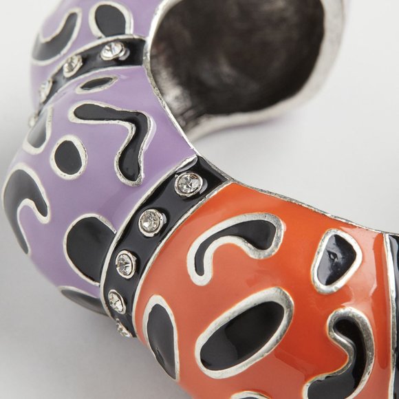 Iris‎ Apfel x H&M Rhinestone Abstract Cuff Bangle Orange Purple Brass Bracelet - Picture 3 of 6